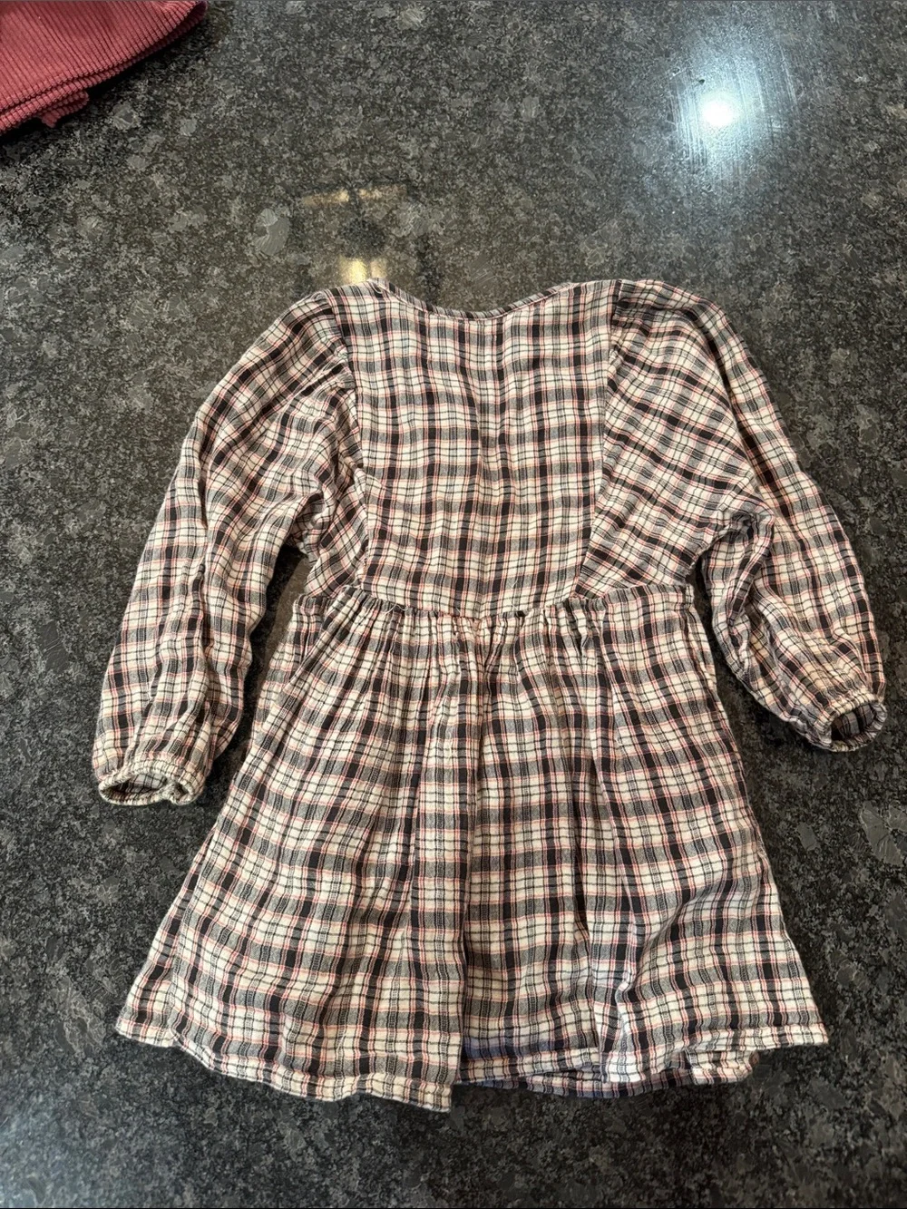 Old Navy Plaid Long-Sleeve Dress in Brown and Cream